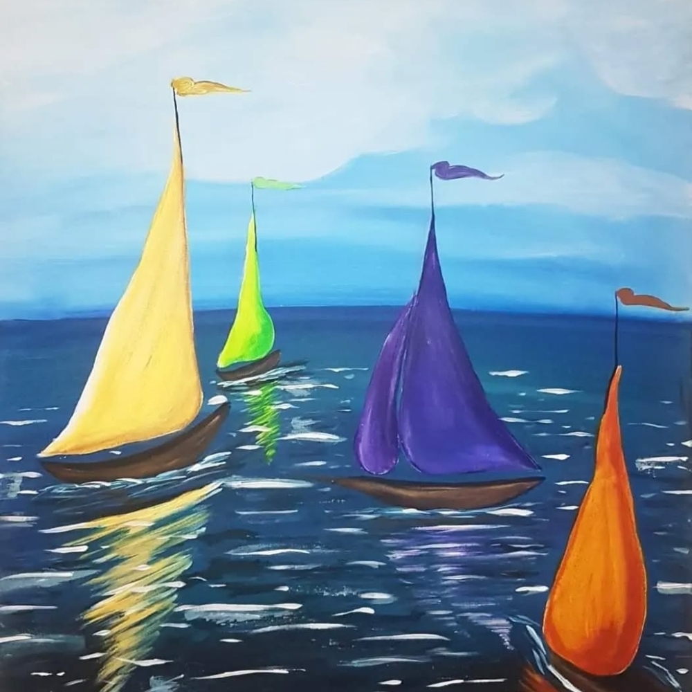 Colorful Sails                                    Colorful Sailboat Art Acrylic
